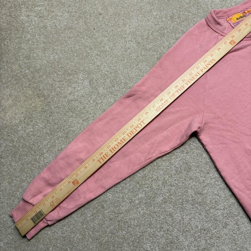 Aviator Nation Crewneck Sweatshirt Womens Medium Pink Heart Fleece Pullover - Picture 8 of 10